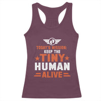 Funny New Dad Racerback Tank Top First Time Father Grandpa Keep Tiny Human Alive