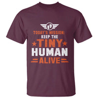 Funny New Dad T Shirt First Time Father Grandpa Keep Tiny Human Alive