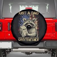 Just A Dad Who Always Came Back With The Milk Spare Tire Cover Raccoon American Flag Father's Day
