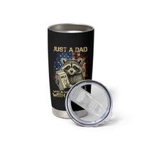 Just A Dad Who Always Came Back With The Milk Tumbler Cup Raccoon American Flag Father's Day
