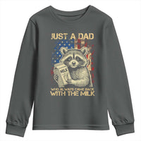 Just A Dad Who Always Came Back With The Milk Youth Sweatshirt American Flag Father's Day
