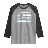 Boy Dad Est 2025 Raglan Shirt Daddy Of Newborn Baby Boy First Fathers Day USA Flag