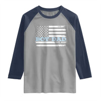 Boy Dad Est 2025 Raglan Shirt Daddy Of Newborn Baby Boy First Fathers Day USA Flag