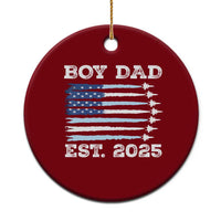 Boy Dad Est 2025 Ceramic Ornament Newborn Daddy Father Baby Boy Son USA Flag Fighter Jets - Wonder Print Shop