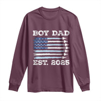 Boy Dad Est 2025 Long Sleeve Shirt Newborn Daddy Father Baby Boy Son USA Flag Fighter Jets