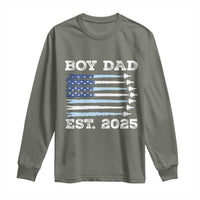 Boy Dad Est 2025 Long Sleeve Shirt Newborn Daddy Father Baby Boy Son USA Flag Fighter Jets