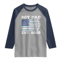 Boy Dad Est 2025 Raglan Shirt Daddy Of Newborn Baby Boy First Fathers Day USA Flag Fighter Jets
