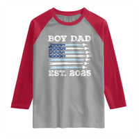 Boy Dad Est 2025 Raglan Shirt Daddy Of Newborn Baby Boy First Fathers Day USA Flag Fighter Jets