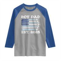 Boy Dad Est 2025 Raglan Shirt Daddy Of Newborn Baby Boy First Fathers Day USA Flag Fighter Jets