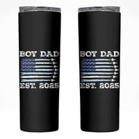 Boy Dad Est 2025 Skinny Tumbler Newborn Daddy Father Baby Boy Son USA Flag Fighter Jets