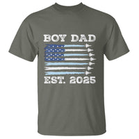 Boy Dad Est 2025 T Shirt Newborn Daddy Father Baby Boy Son USA Flag Fighter Jets