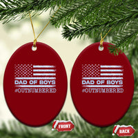 Dad Of Boys Outnumbered Ceramic Ornament Boy Dad Father's Day Daddy Son Camo American Flag - Wonder Print Shop