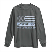 Dad Of Boys Outnumbered Long Sleeve Shirt Boy Dad Father's Day Daddy Son Camo American Flag