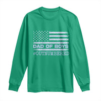 Dad Of Boys Outnumbered Long Sleeve Shirt Boy Dad Father's Day Daddy Son Camo American Flag
