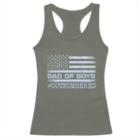 Dad Of Boys Outnumbered Racerback Tank Top Boy Dad Father's Day Daddy Son Camo American Flag