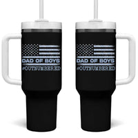 Dad Of Boys Outnumbered Tumbler With Handle Boy Dad Father's Day Daddy Son Camo American Flag