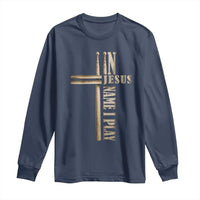 Christian Drummer Long Sleeve Shirt In Jesus Name I Play Drumstick Cross Drums Percussionist