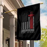 Christian Drummer Garden Flag Drumming For Jesus Cross USA Flag Percussionist