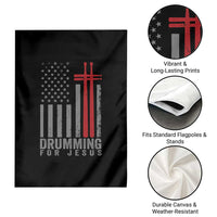 Christian Drummer Garden Flag Drumming For Jesus Cross USA Flag Percussionist
