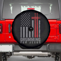 Christian Drummer Spare Tire Cover Drumming For Jesus Cross USA Flag Percussionist
