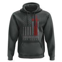 Christian Drummer Hoodie Drumming For Jesus Cross USA Flag Percussionist