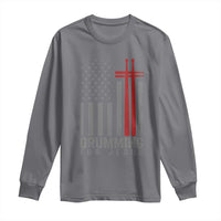 Christian Drummer Long Sleeve Shirt Drumming For Jesus Cross USA Flag Percussionist