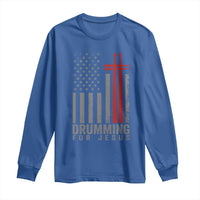 Christian Drummer Long Sleeve Shirt Drumming For Jesus Cross USA Flag Percussionist