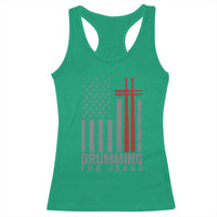 Christian Drummer Racerback Tank Top Drumming For Jesus Cross USA Flag Percussionist