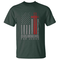 Christian Drummer T Shirt Drumming For Jesus Cross USA Flag Percussionist