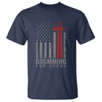 Christian Drummer T Shirt Drumming For Jesus Cross USA Flag Percussionist