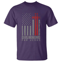 Christian Drummer T Shirt Drumming For Jesus Cross USA Flag Percussionist