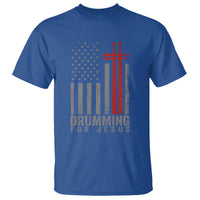 Christian Drummer T Shirt Drumming For Jesus Cross USA Flag Percussionist