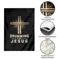 Christian Drummer Garden Flag Drumming For Jesus Drumstick Cross Percussionist