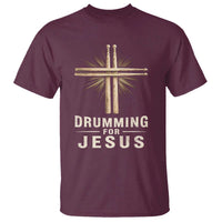 Christian Drummer T Shirt Drumming For Jesus Drumstick Cross Percussionist