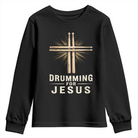 Christian Drummer Youth Sweatshirt Drumming For Jesus Drumstick Cross Percussionist