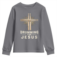 Christian Drummer Youth Sweatshirt Drumming For Jesus Drumstick Cross Percussionist
