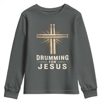 Christian Drummer Youth Sweatshirt Drumming For Jesus Drumstick Cross Percussionist