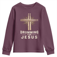 Christian Drummer Youth Sweatshirt Drumming For Jesus Drumstick Cross Percussionist
