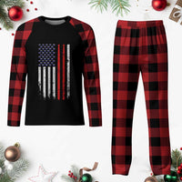 Patriotic Drummer Plaid Pajama Set Percussionist Gift Drumming Drumsticks American Flag