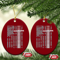 Christian Drummer Ceramic Ornament American Flag Drumsticks Religious Faith Cross Patriotic