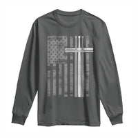 Christian Drummer Long Sleeve Shirt American Flag Drumsticks Religious Faith Cross Patriotic