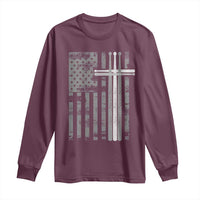 Christian Drummer Long Sleeve Shirt American Flag Drumsticks Religious Faith Cross Patriotic