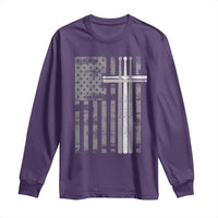 Christian Drummer Long Sleeve Shirt American Flag Drumsticks Religious Faith Cross Patriotic