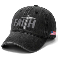 Christian Drummer Washed Cotton Baseball Cap Faith Drum Stick Cross