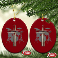 Christian Drummer Ceramic Ornament Drum Sticks Cross Percussionist Jesus Church