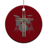 Christian Drummer Ceramic Ornament Drum Sticks Cross Percussionist Jesus Church