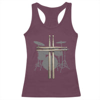 Christian Drummer Racerback Tank Top Drum Sticks Cross Percussionist Jesus Church