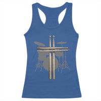 Christian Drummer Racerback Tank Top Drum Sticks Cross Percussionist Jesus Church