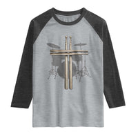 Christian Drummer Raglan Shirt Drum Sticks Cross Percussionist Jesus Church