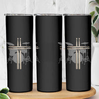 Christian Drummer Skinny Tumbler Drum Sticks Cross Percussionist Jesus Church